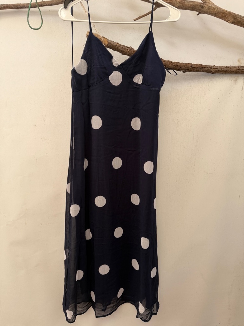 Navy Polka Dot Midi Slip Dress
